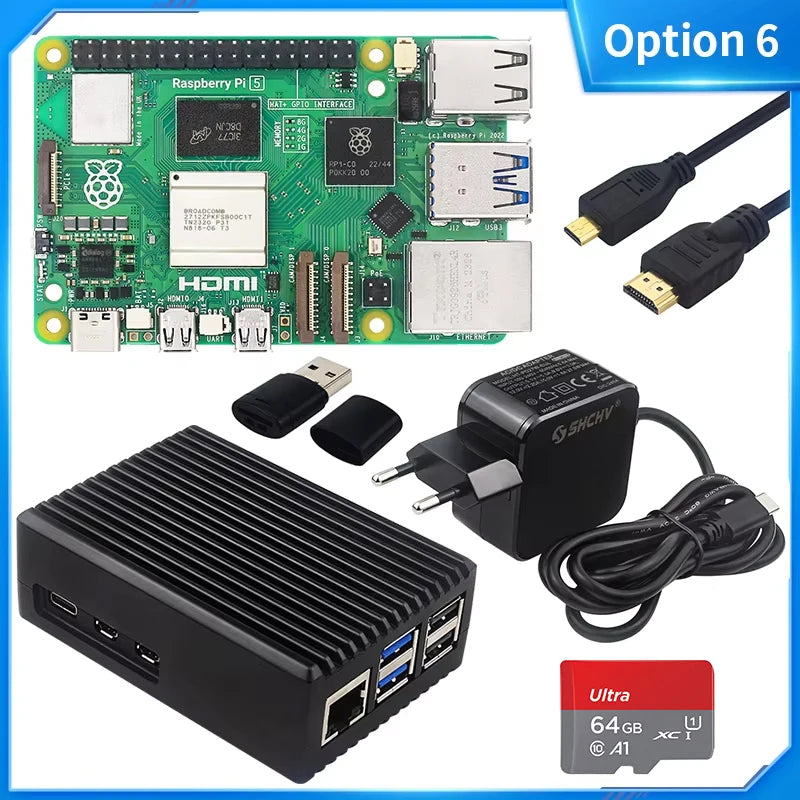 Official Raspberry Pi 5 16GB 8GB 4GB RAM BCM2712 Cortex-A76 2.4Ghz LPDDR4X-4267 Pcie 2.0 RTC Optional Case Power Supply for Rpi5