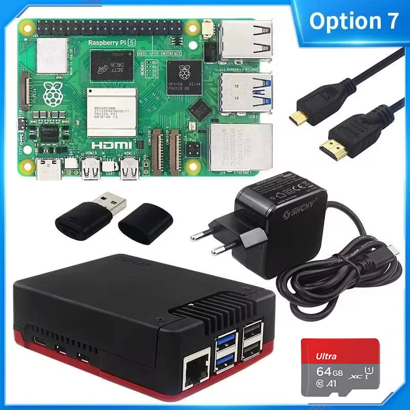 Official Raspberry Pi 5 16GB 8GB 4GB RAM BCM2712 Cortex-A76 2.4Ghz LPDDR4X-4267 Pcie 2.0 RTC Optional Case Power Supply for Rpi5