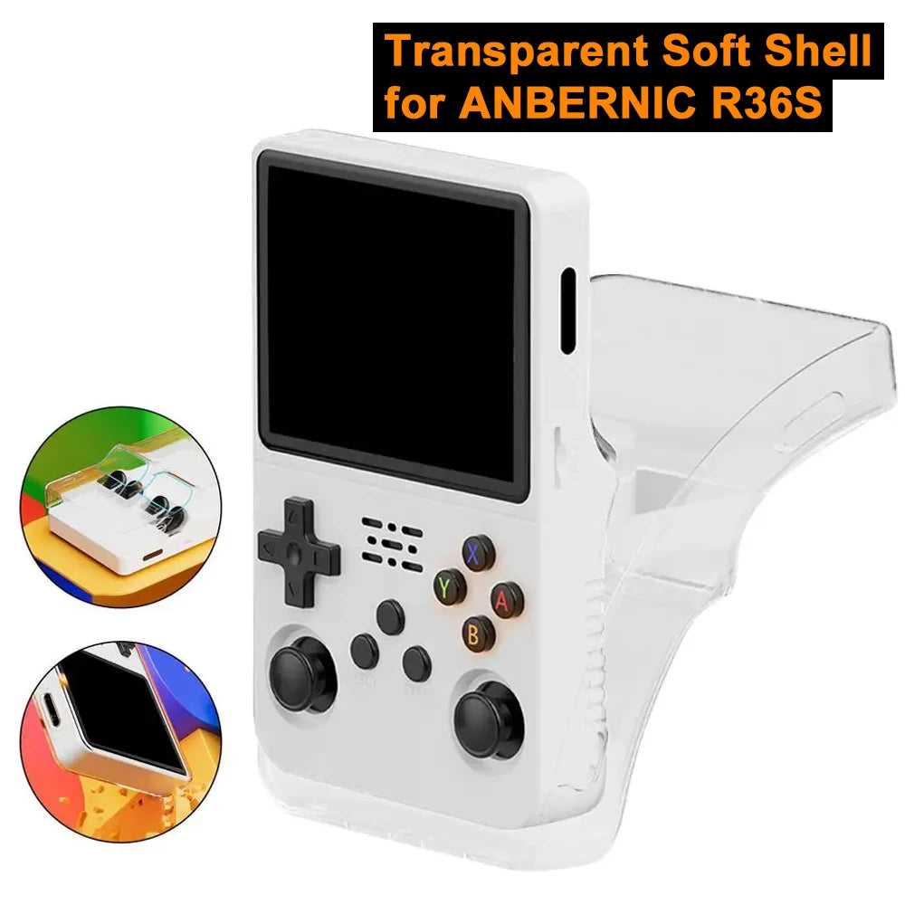 Transparent Protective Case for ANBERNIC R36S Handheld Game Console Drop-Proof TPU Soft Shell Cover for R36S Gaming Accessories