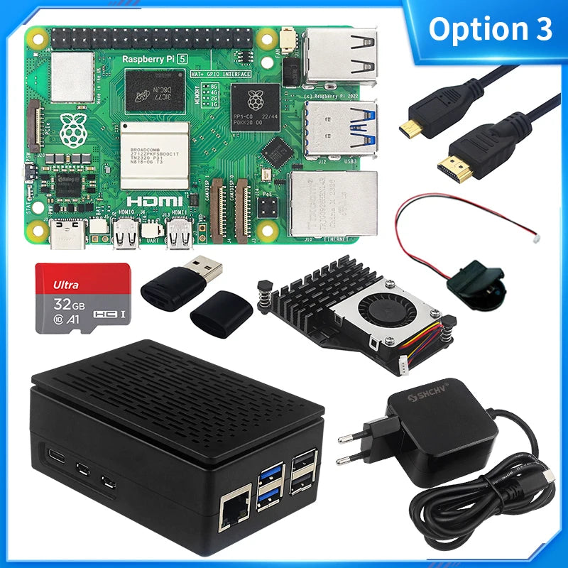 Official Raspberry Pi 5 16GB 8GB 4GB RAM BCM2712 Cortex-A76 2.4Ghz LPDDR4X-4267 Pcie 2.0 RTC Optional Case Power Supply for Rpi5