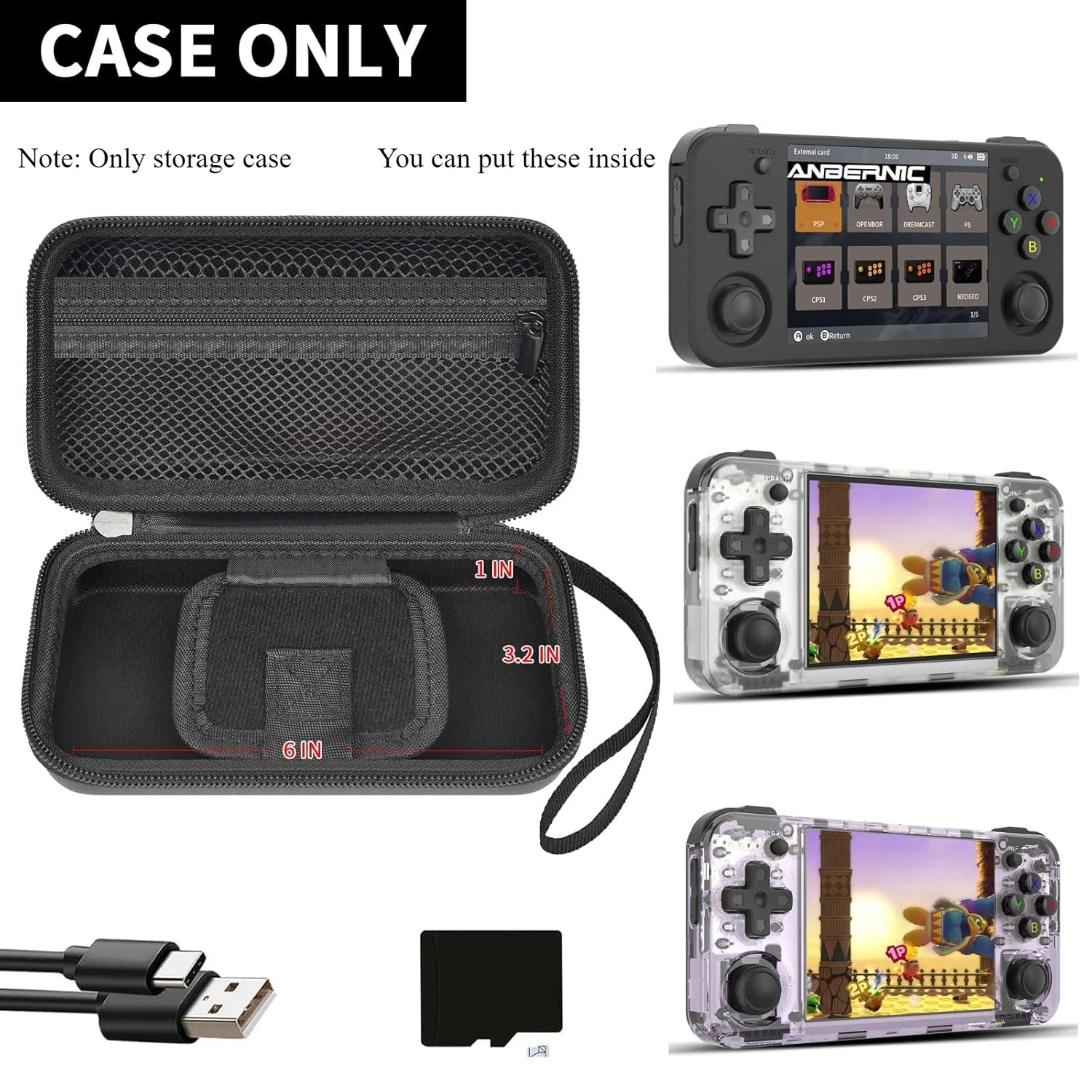 （CASE ONLY) Case Compatible with RG35XX H Retro Game Console, Handheld Emulator Gaming Player Storage Organizer for Anbernic