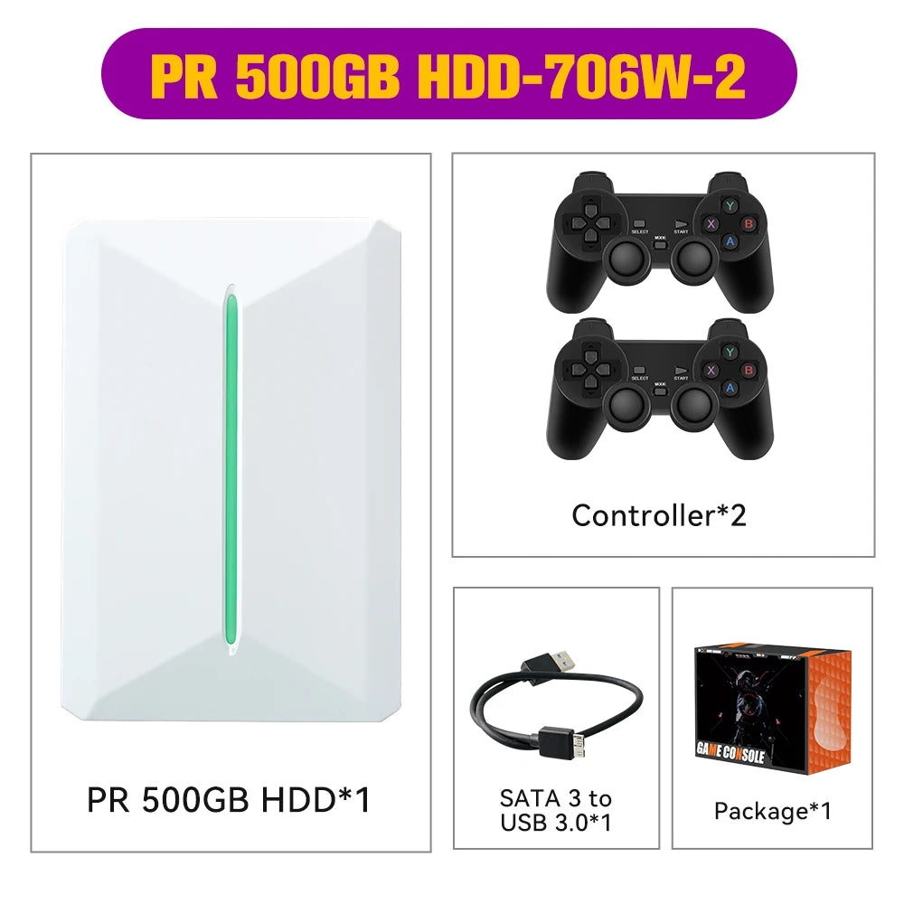 Retrobat & Playnite Retro Game Console 500GB Gaming HDD for Ps3/Ps2/Switch/Wii/Wiiu for Pc/Laptop with 38200+ Retro/Aaa/Pc Games