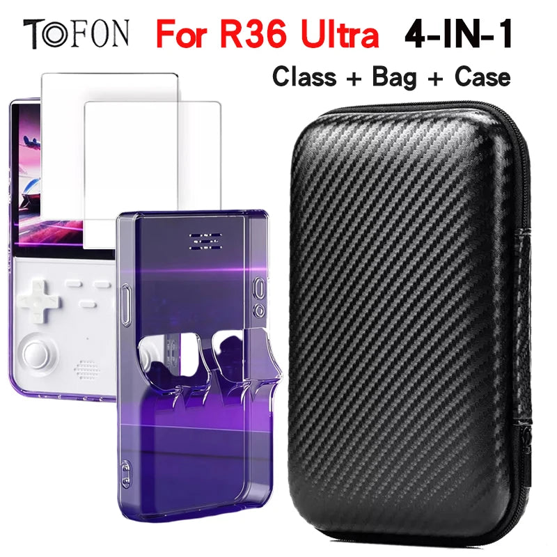 TOFON Protective Case for R36 Ultra Game Console Silicone Protective Cover Anti-Scratch Storage Screen Protection Film Accessori