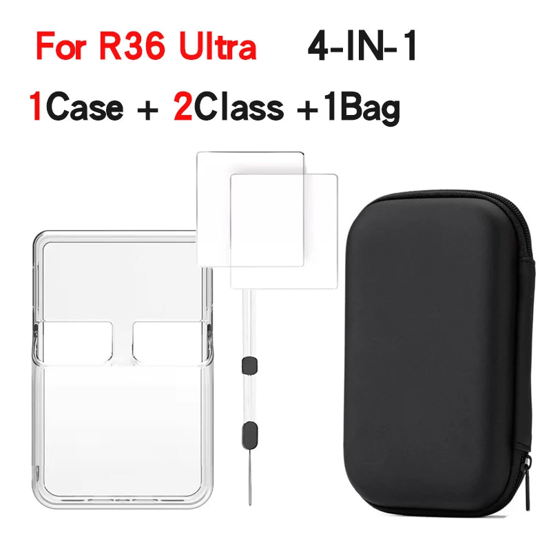 TOFON Protective Case for R36 Ultra Game Console Silicone Protective Cover Anti-Scratch Storage Screen Protection Film Accessori