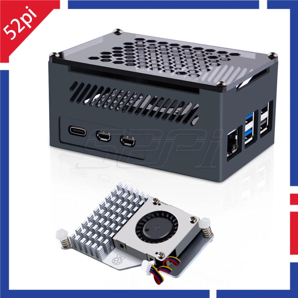 Raspberry Pi 5 Case with Raspeberry Pi Offical Cooling Fan Raspberry Pi 5 Aluminum Case with Cooling Fan