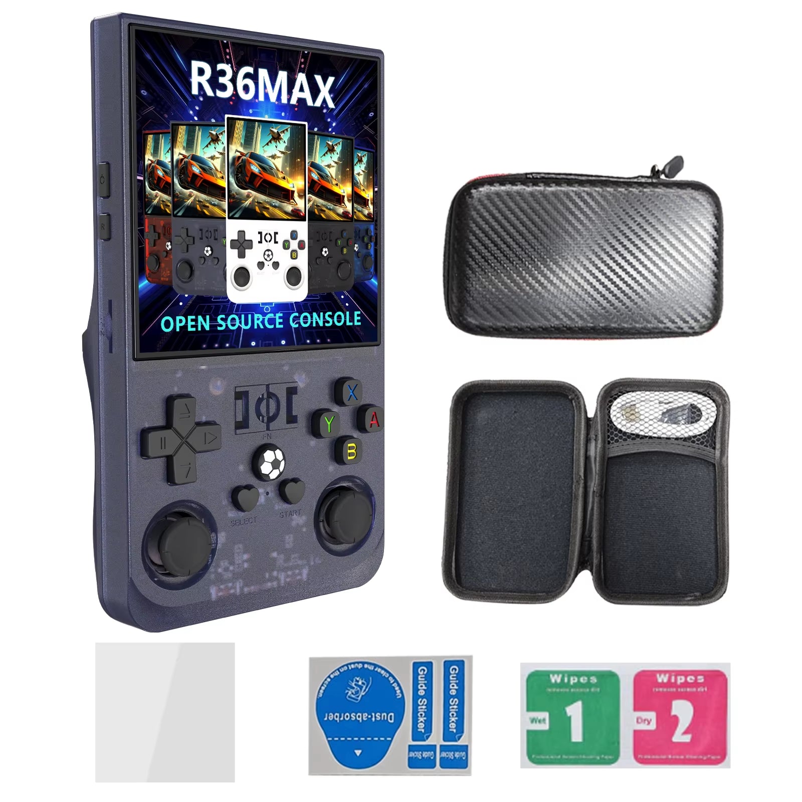 R36 Max Handheld Game Console 64G 15000 Games Stroge Bag 4 Inch Screen Retro Classic Portable Handheld Video Game Console
