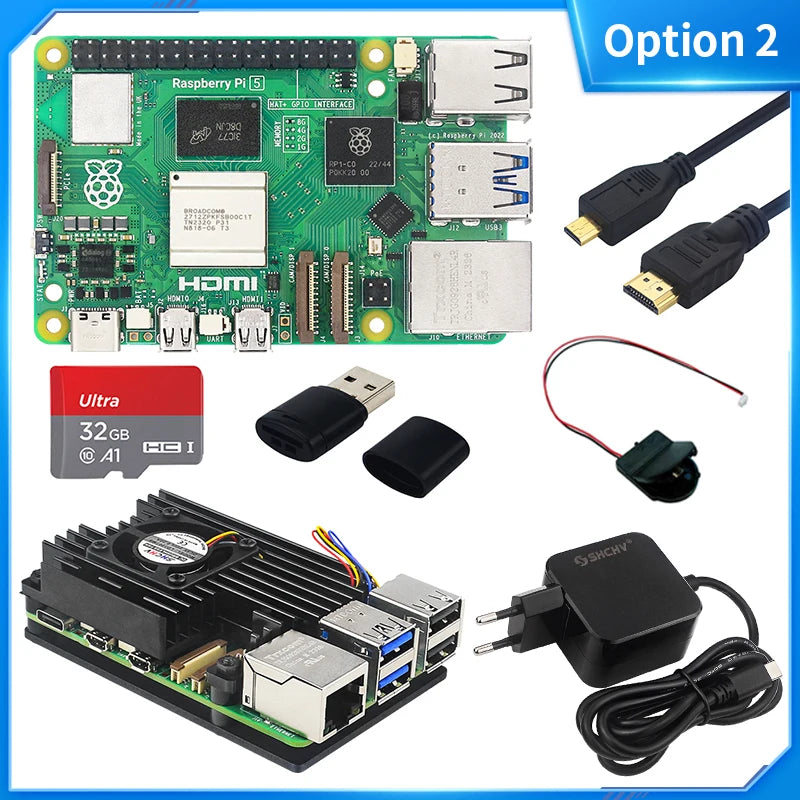 Official Raspberry Pi 5 16GB 8GB 4GB RAM BCM2712 Cortex-A76 2.4Ghz LPDDR4X-4267 Pcie 2.0 RTC Optional Case Power Supply for Rpi5