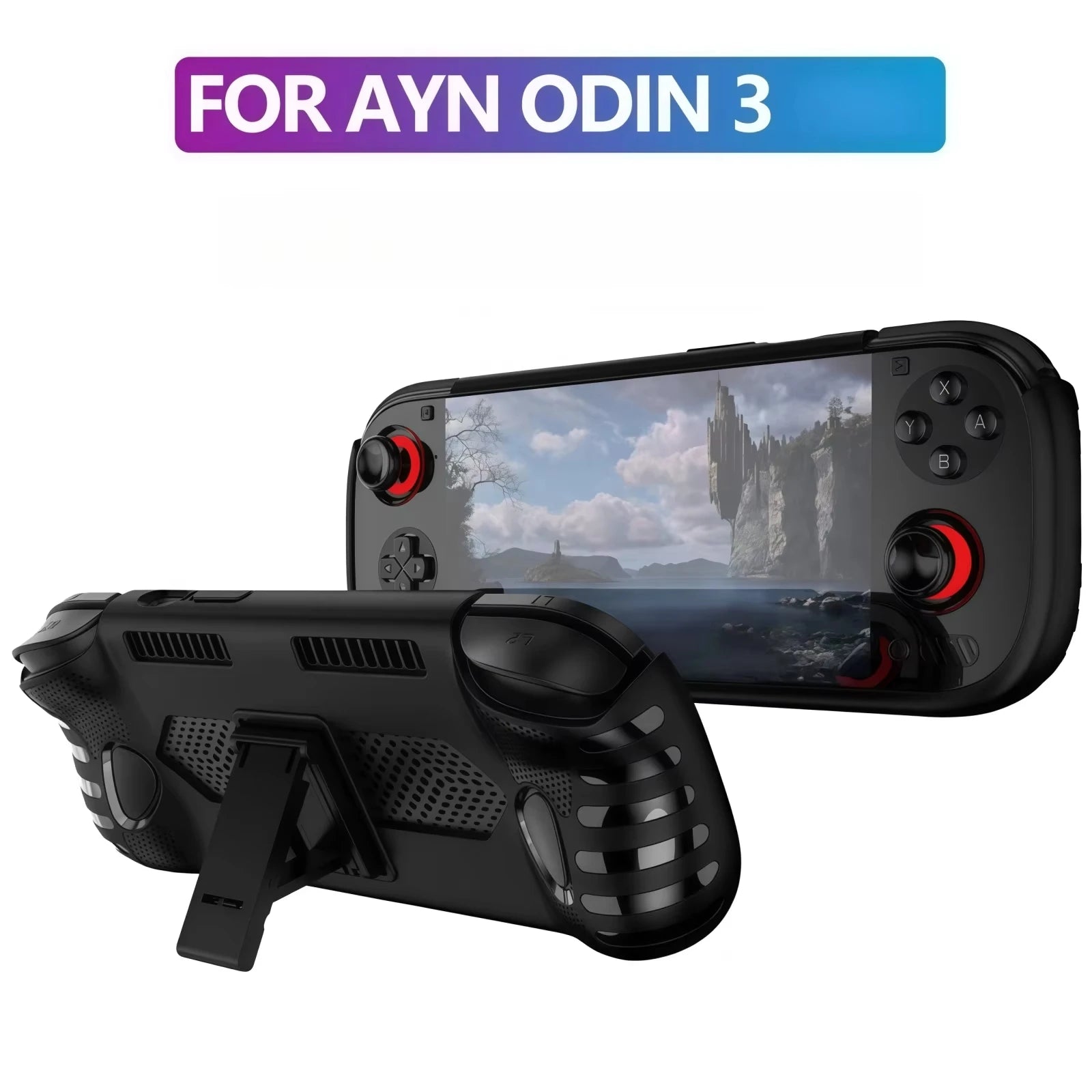 For AYN Odin 3 Game Console Case with Kickstand Anti-Slip Grips for TPU Handheld Game Host Soft Shell Protective Cover