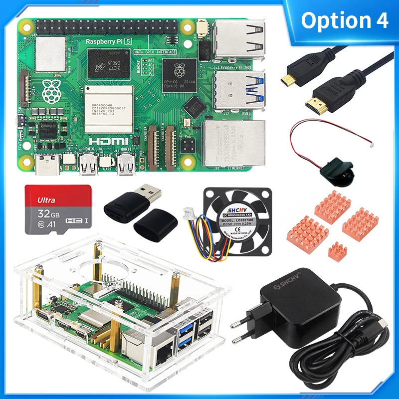 Official Raspberry Pi 5 16GB 8GB 4GB RAM BCM2712 Cortex-A76 2.4Ghz LPDDR4X-4267 Pcie 2.0 RTC Optional Case Power Supply for Rpi5