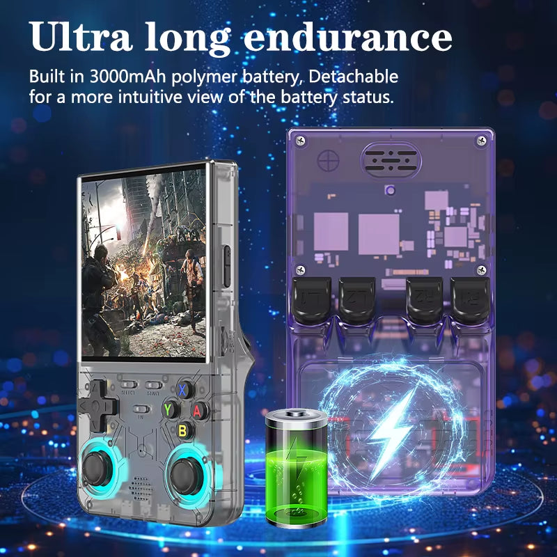 4 Inch R36 Ultra Retro Gaming Handheld Console with IPS Display 720*720 Open Source System Built-In Wifi Kids Gift