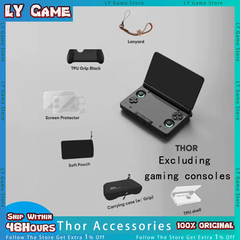 AYN THOR Dual Screen Flip up Handheld Device Gaming Accessories Protective Case Storage Bag Lanyard Soft Bag for AYN THOR Custom