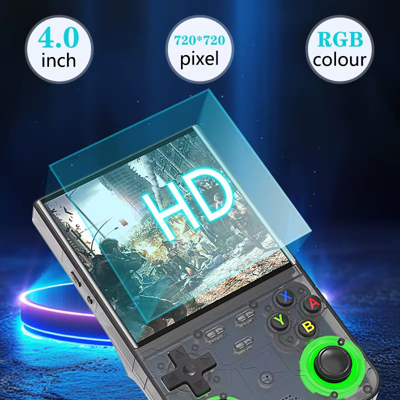 4 Inch R36 Ultra Retro Gaming Handheld Console with IPS Display 720*720 Open Source System Built-In Wifi Kids Gift