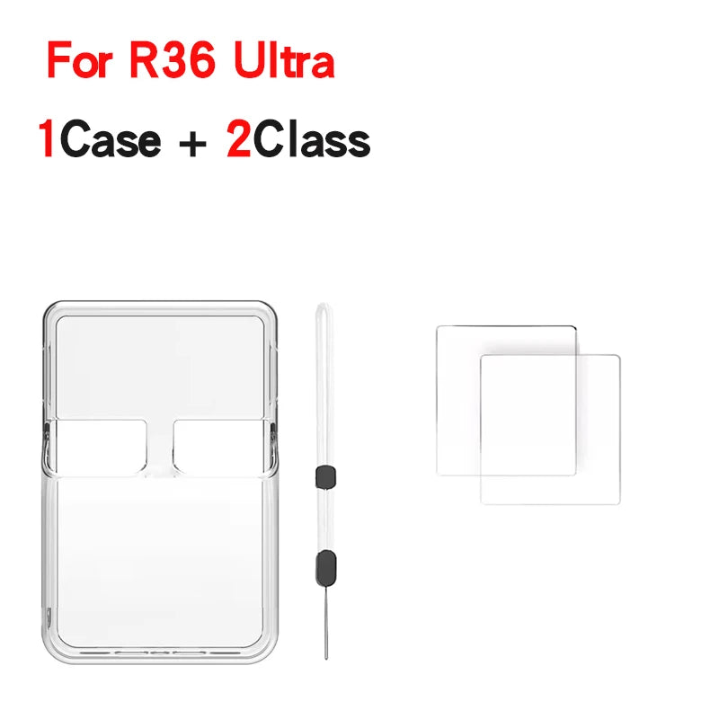 TOFON Protective Case for R36 Ultra Game Console Silicone Protective Cover Anti-Scratch Storage Screen Protection Film Accessori